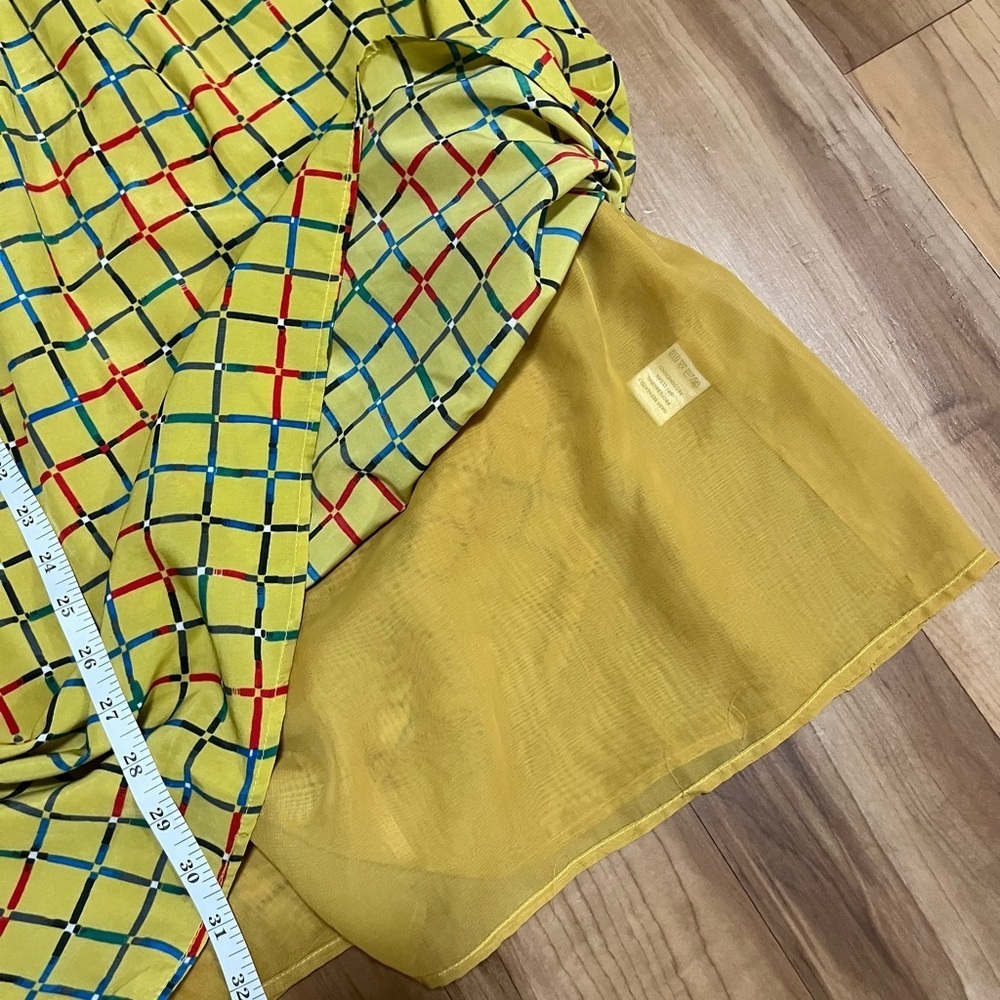 Emmelle Yellow Plaid Shift Dress | Retro Mod Graphic Print | Size Small - Picture 7 of 9